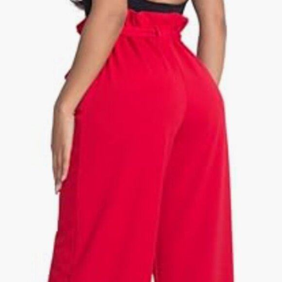 Brand New Women's Max Studio Red Paperbag Waist Pants - Picture 7 of 14